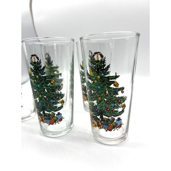 Vintage KIG Indonesia Set Of 5 Christmas Tree Drinking Glasses Holiday Design 8 - Picture 5 of 8